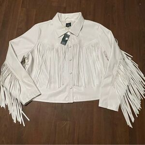 NWT Wild Fable White Faux Leather Fringe Jacket 2X